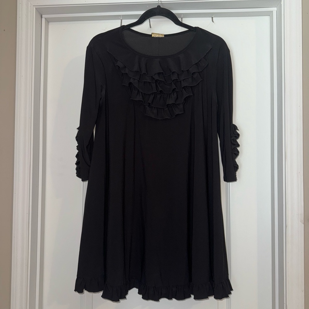 Casual Black 3/4 Sleeve Crew Neck top